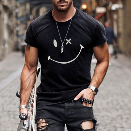 Adrian | Men's Grafik Smile Freizeit Short Sleeve T-Shirt