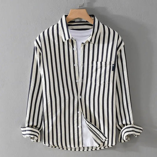 Claudio | Men’s Vertical Stripe Casual Button-Up Shirt
