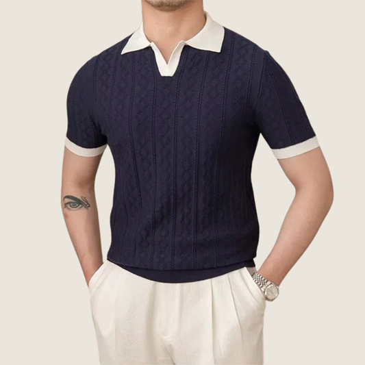 Dante | Men’s Textured Contrast Collar Polo Shirt