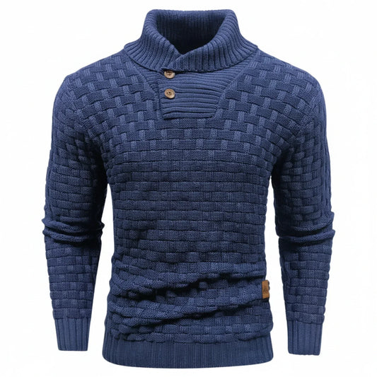 Niklas | Herren Strukturierter Strickpullover mit Knopfkragen