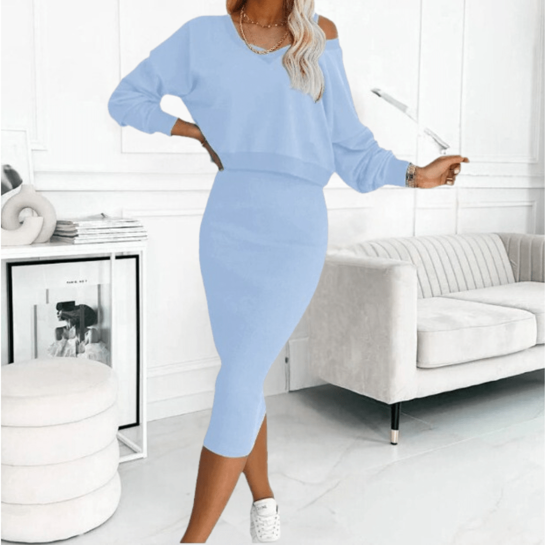 Barbara | Women's Casual-Set with Knit Sweater and Midi Dress