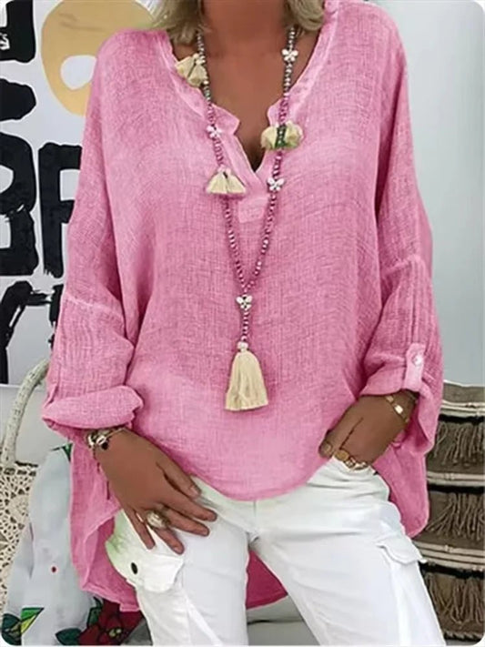 Annastella | Women's V-Neck Relaxed Work Blouse