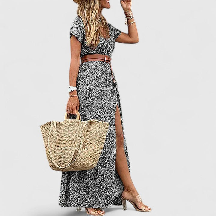 Anke | Women's Casual Boho-Maxi Dress with V-Neck