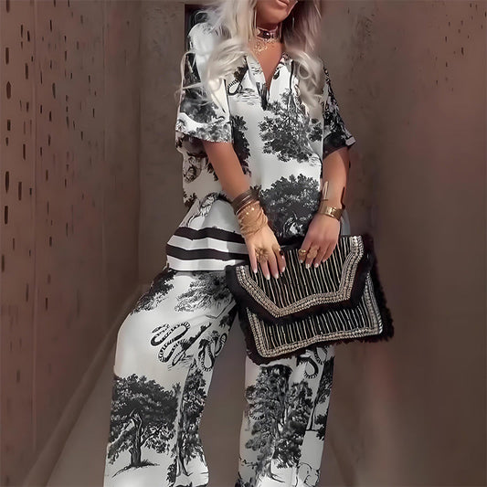 Sonia | V-Neck Relaxed Printed Summer Top