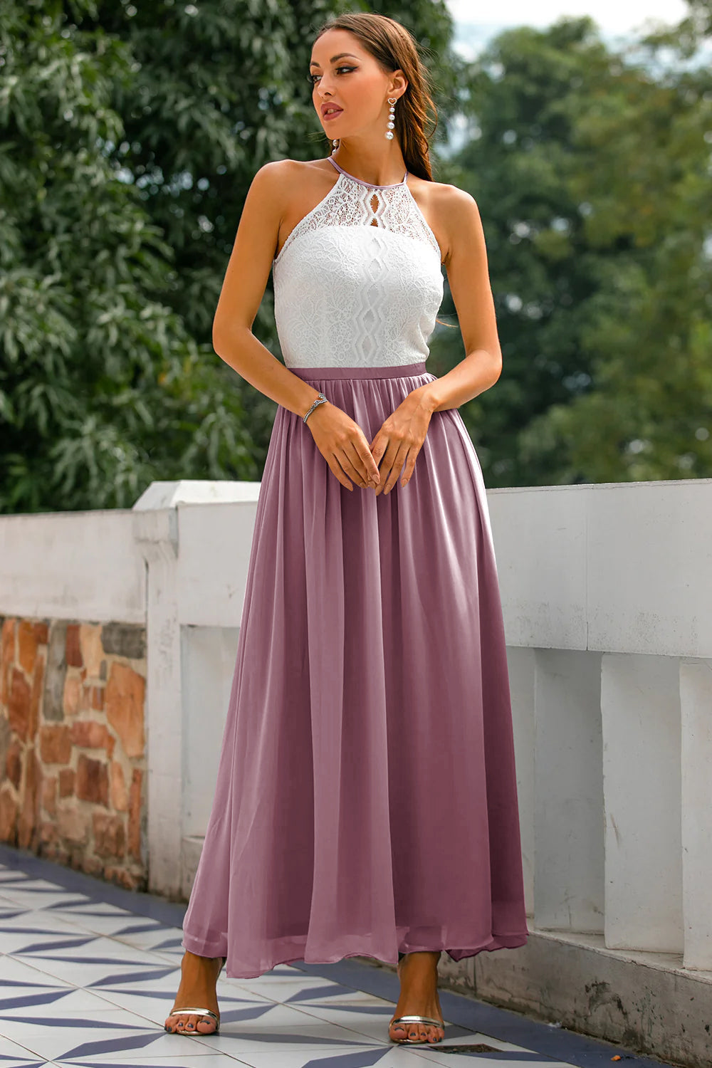 Nicole | Women's Halter Maxi Dress for Wedding Guests