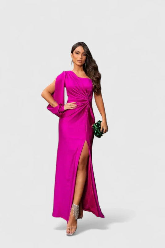 Kirsten | Women's Evening Dress with a Shoulder and Ruching