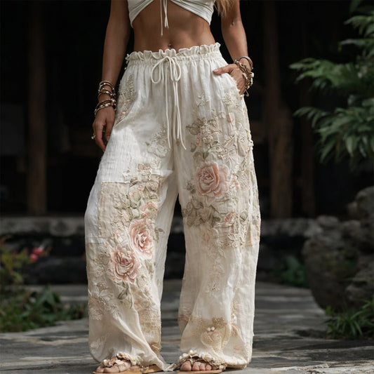 Alcione | Wide-Leg Relaxed Floral Vacation Pants