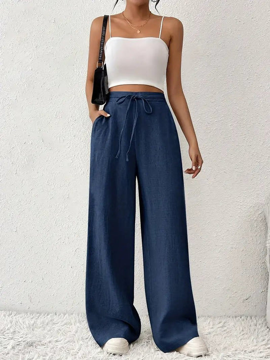 Aleda | Women's Breathable Linen Wide-Leg High-Waist Pants