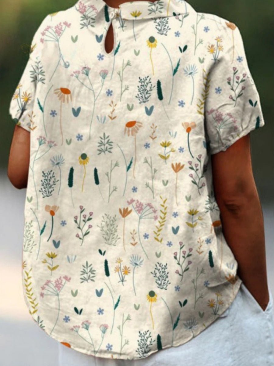 Mia | Women's Polo Shirt Floral Print Short Sleeve Collar