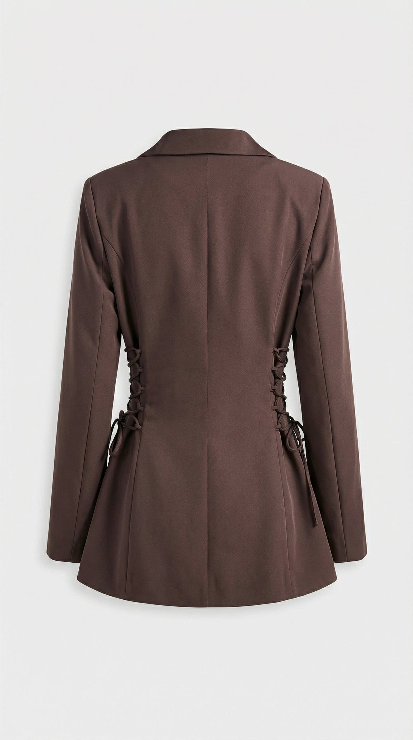 Giselle | Women's Side Lace-Up Tailored Brown Blazer