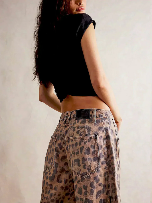Adelmira | Wide-Leg Relaxed Leopard Summer Jeans