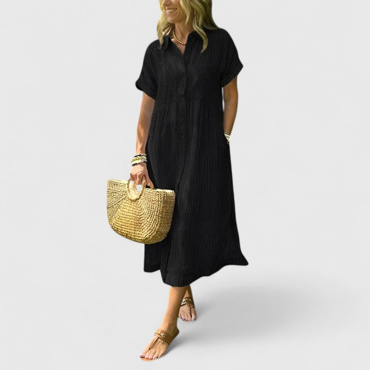 Maja | Women's Relaxed Striped Shirt-Midi Dress