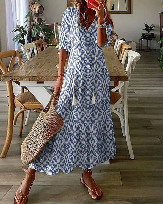 AURORA | Boho Maxi V-Neck Beach Dress