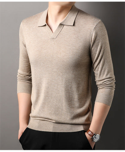 Alessandro | Men’s V-Neck Collar Long Sleeve Polo Shirt