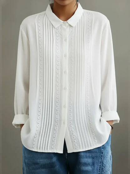 Claire | Lace-Trim Button-Up Top