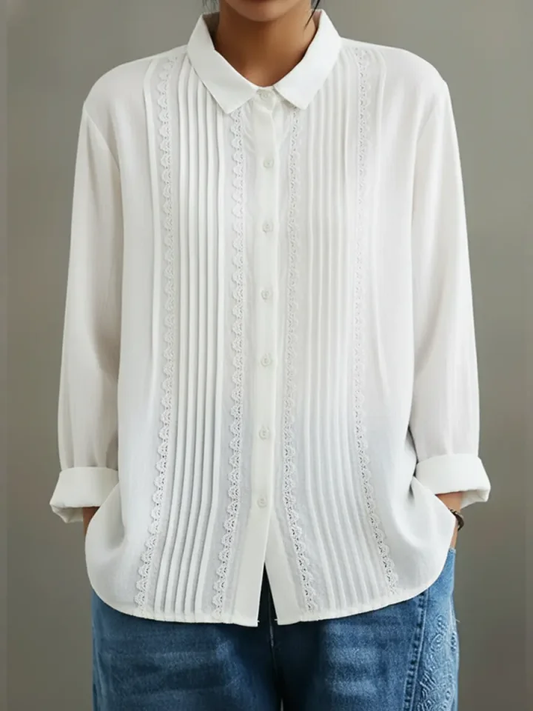 Claire | Lace-Trim Button-Up Top