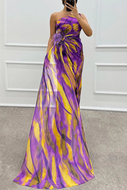Sabine | Women's Off-Shoulder Evening Dress with High Slit in Maxi Length