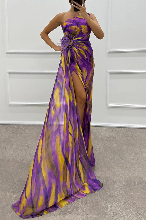 Sabine | Women's Off-Shoulder Evening Dress with High Slit in Maxi Length