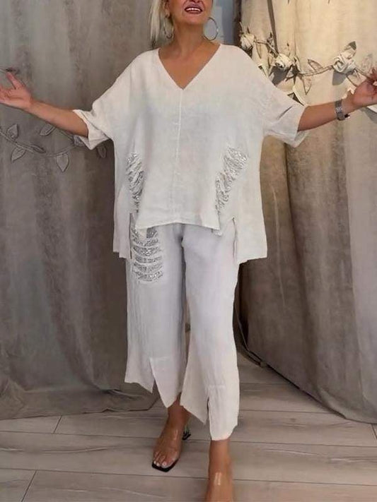 Lorena | Women's Linen Wide-Leg Oversized Summer Top