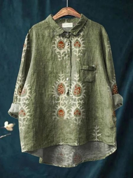 Paulette | Floral blouse with romantic drape and feminine everyday elegance
