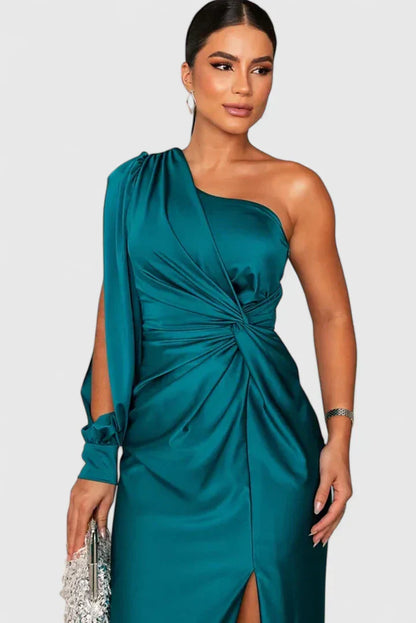 Kirsten | Women's Evening Dress with a Shoulder and Ruching