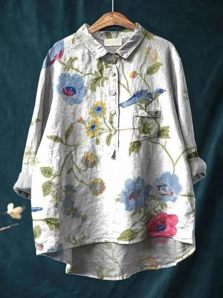 Paulette | Floral blouse with romantic drape and feminine everyday elegance