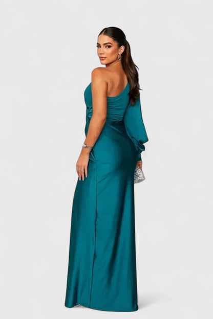 Kirsten | Women's Evening Dress with a Shoulder and Ruching
