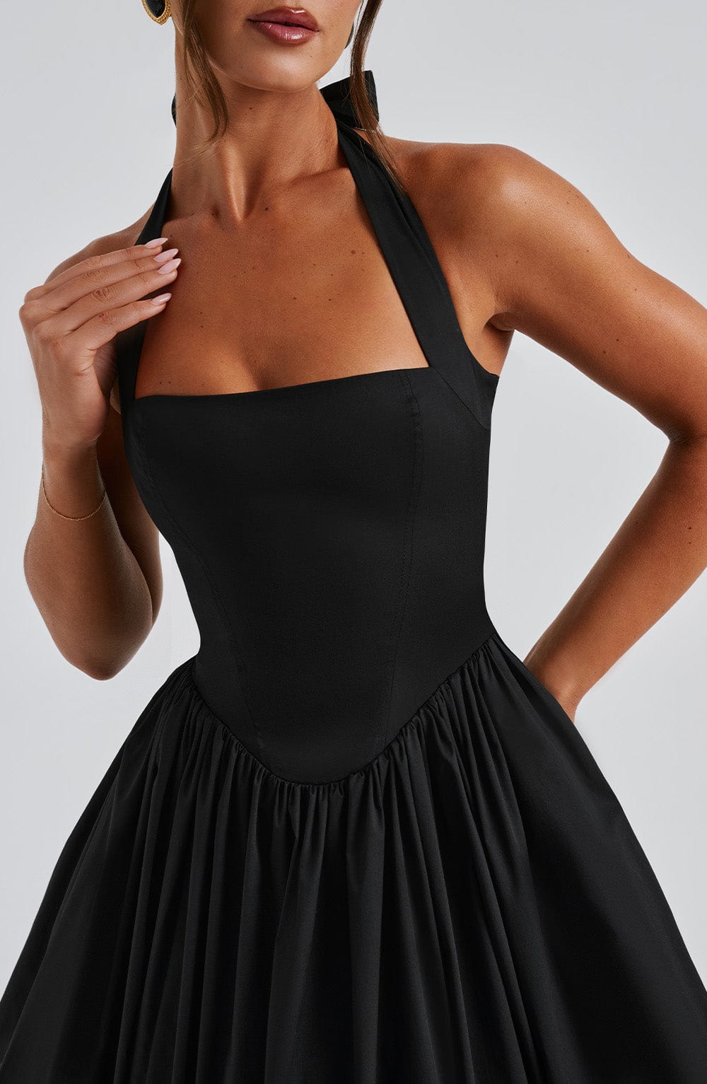 Lydia | Women's Halter Midi Dress for Wedding Guests