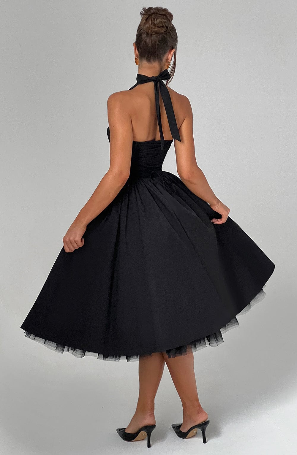 Lydia | Women's Halter Midi Dress for Wedding Guests