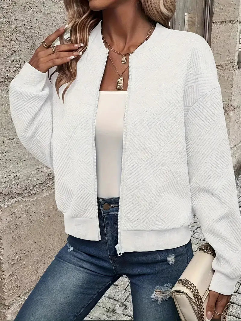 Jessica | Women's Knit Cardigan with Zip and Texture