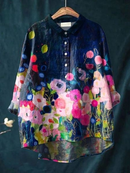 Paulette | Floral blouse with romantic drape and feminine everyday elegance