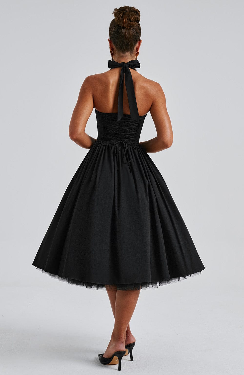 Lydia | Women's Halter Midi Dress for Wedding Guests