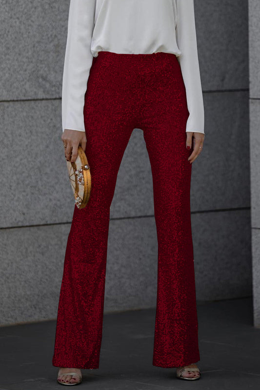 Karin | Women's Shiny Sequin-Bell-Bottom-Pants
