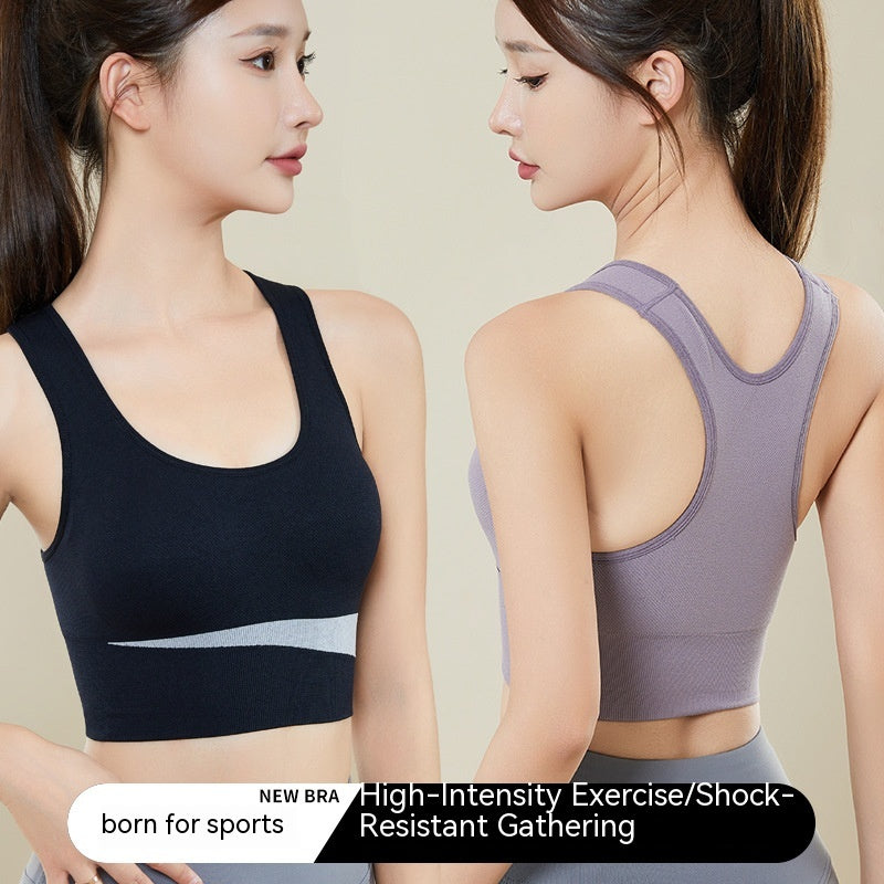 Contrast Color Beauty Back Exercise Underwear Women's Shockproof Without Steel Ring  Milanni Fashion   