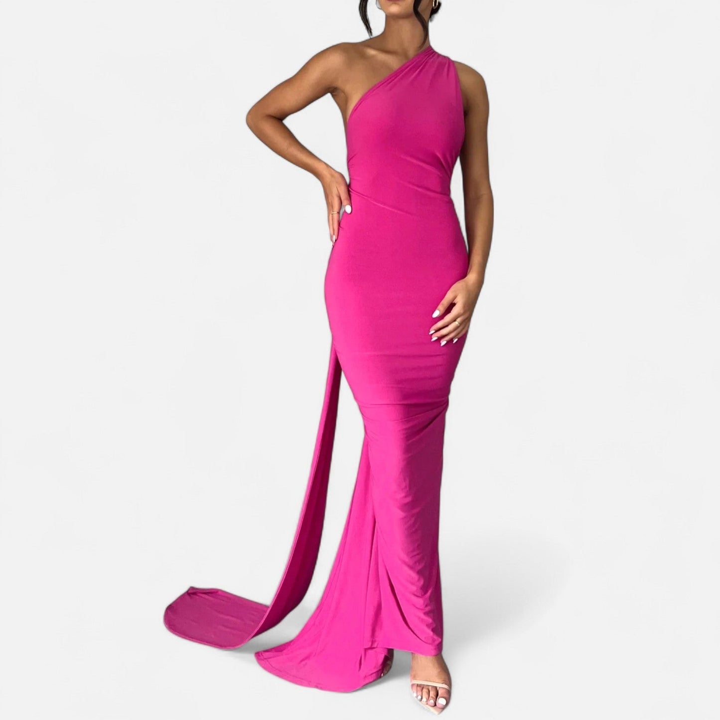 Lara | Women's Maxi Dress with One-Shoulder-Halter Neck