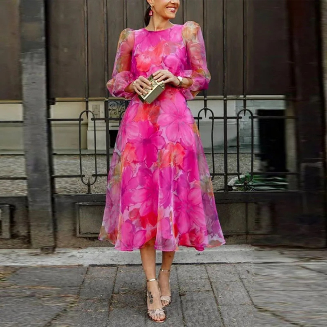 Anna | Women's Wedding Guest Dress Formal Floral Midi Dress