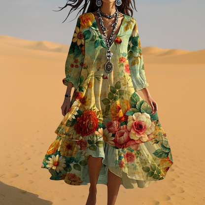 Eva | Women's Vintage Boho V-Neck Summer Dress