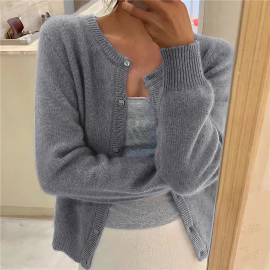 Elke | Women's Knit Cardigan with Round Neck and Long Sleeves