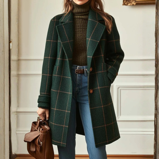 Ursula | Women's Plaid Button Placket Front Coat