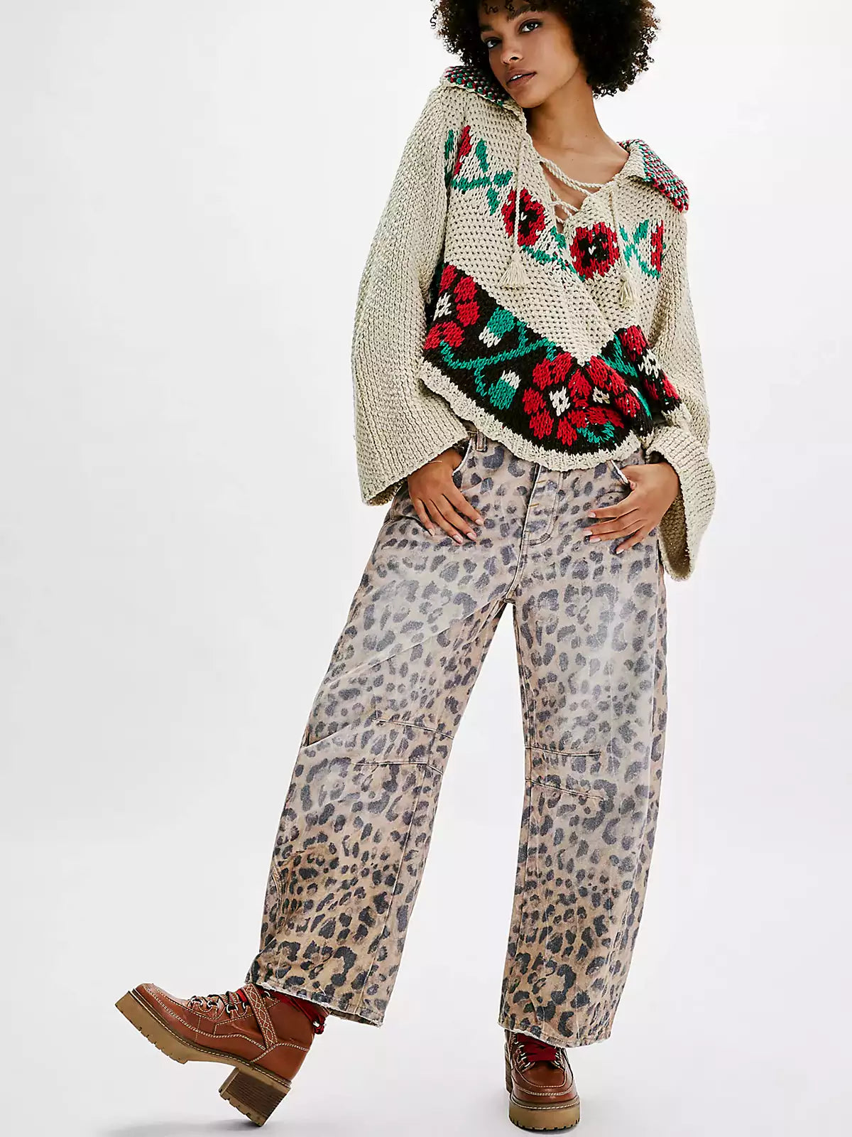 Gabriela | Women's Printed Jeans with Wide Leg