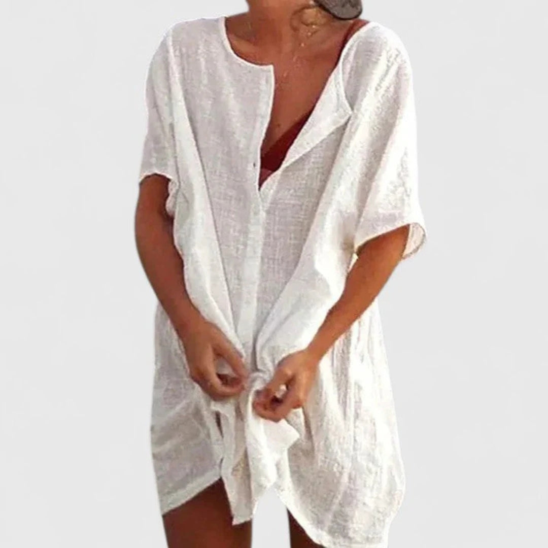 Sabina | Women's Relaxed Button Placket Shorts Beach Wrap Dress