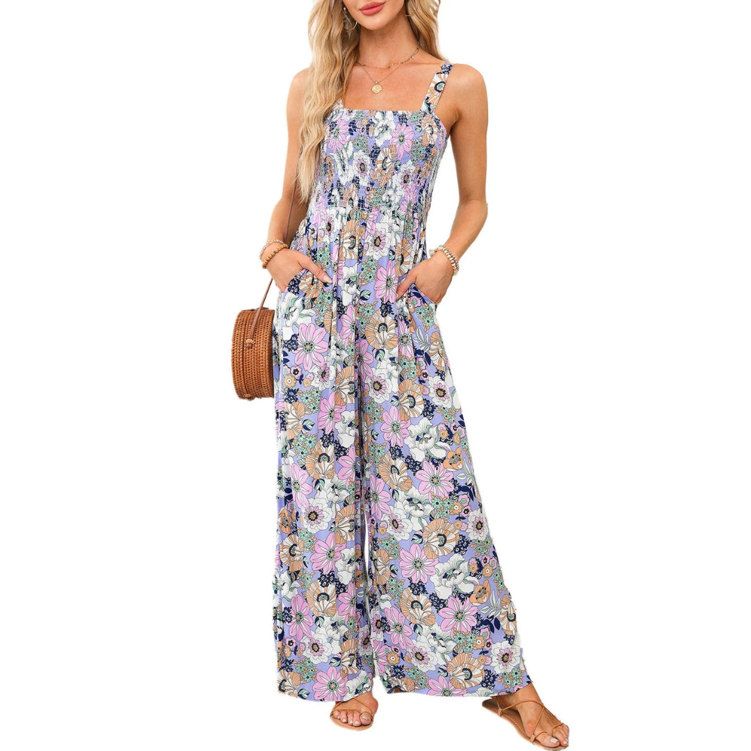 Ursula | Elegant Women's-Spring-Jumpsuit with Floral Print and wide Leg
