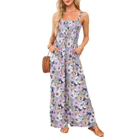Ursula | Elegant Women's-Spring-Jumpsuit with Floral Print and wide Leg