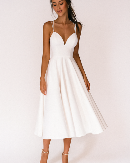 Lena | Women's Strap Midi Dress for Wedding Guests