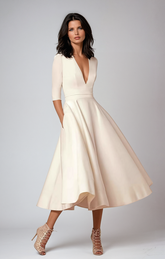 Katharina | Women's Bell-Shaped Midi Dress for Wedding Guests