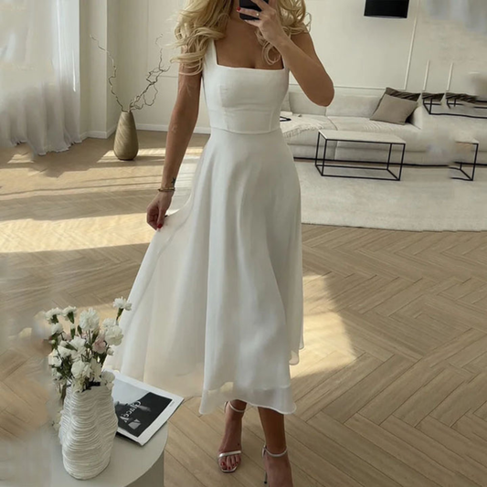 Anke | Women's Wedding Guest Elegant Eckiges Midi Dress