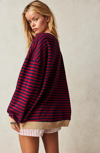 Anja | Women's Striped Round Neck Sweater for Spring