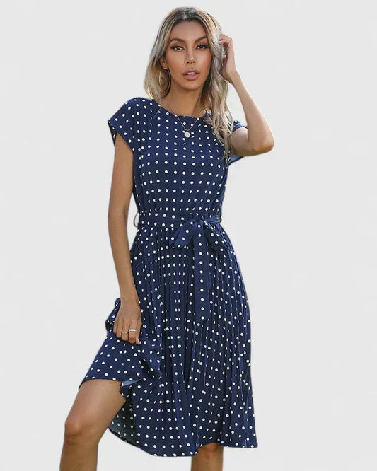 Veronika | Women's Midi Dress with Short Sleeves and Faltenrock