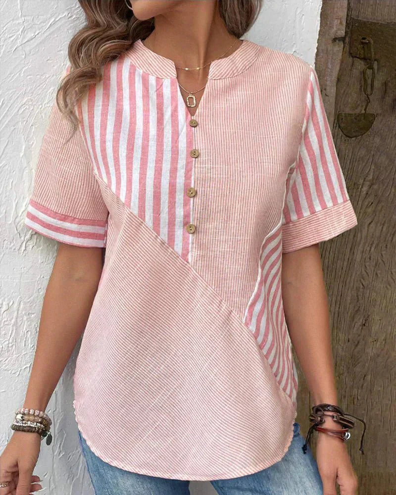 Odette | Soft striped blouse with timeless sophistication and all-day comfort