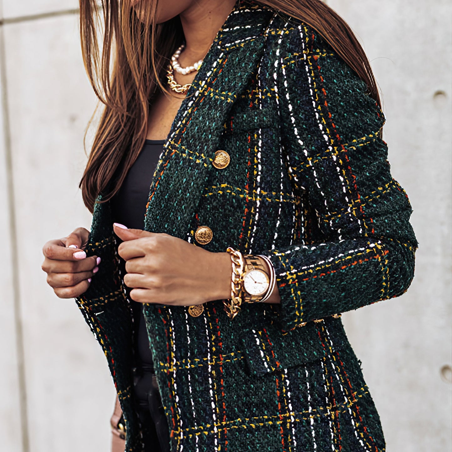 Katarina | Women's Relaxed Checked Tailored Blazer